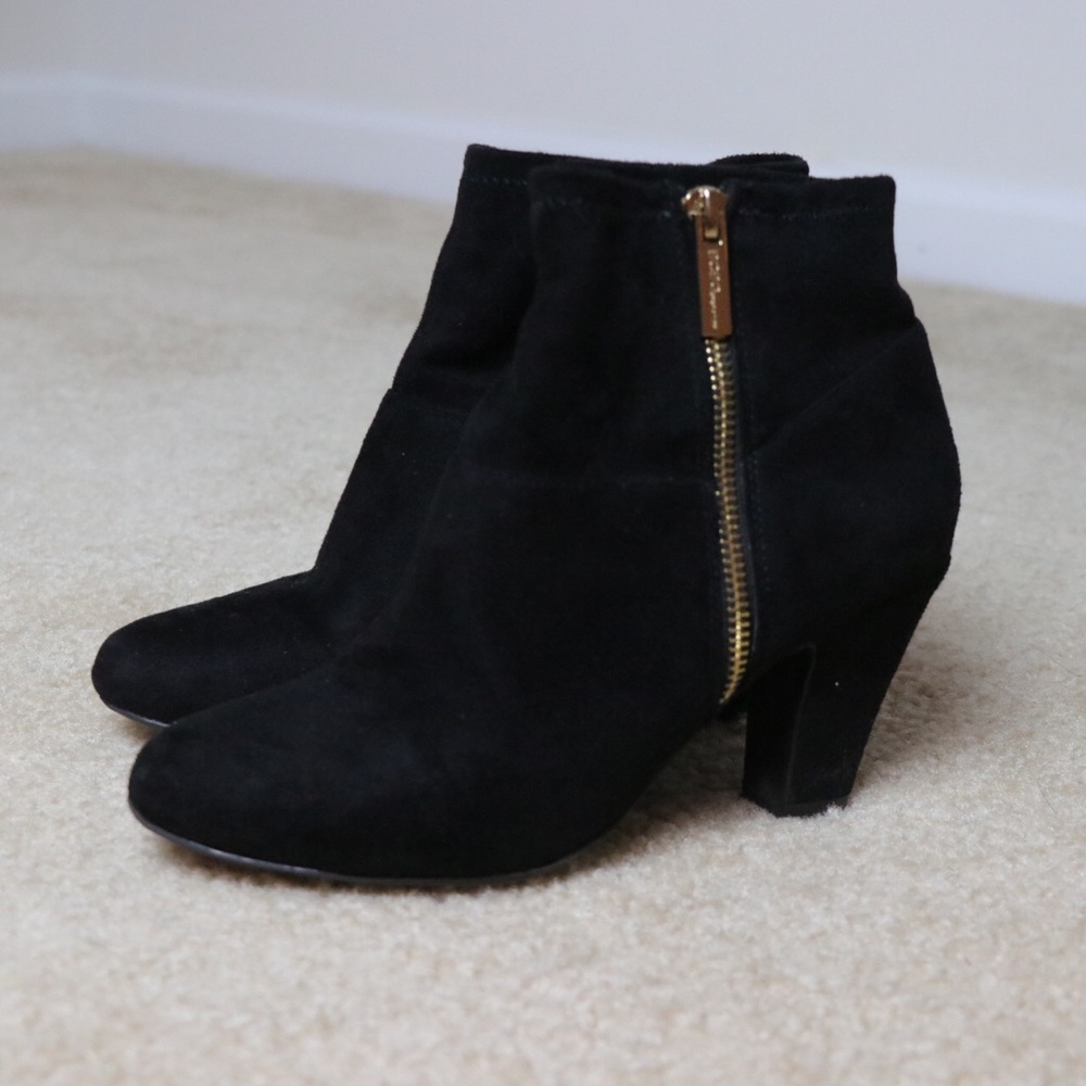 Black suede ankle booties